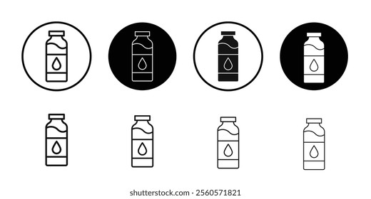Water bottle icon Flat outline fill set collection