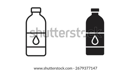 Water bottle icon flat and stroke style pack on white background. Vector illustrations