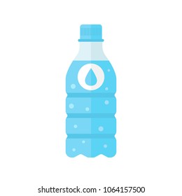 Water bottle icon in flat style. Bottle illustration on white isolated background. Water plastic container concept.