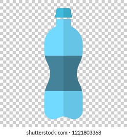 Water bottle icon in flat style. Plastic soda bottle vector illustration on isolated background. Liquid water business concept.
