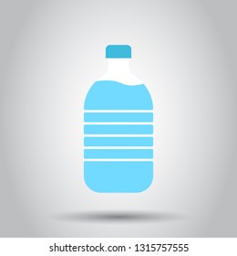 Water bottle icon in flat style. Plastic soda bottle vector illustration on white background. Liquid water business concept.