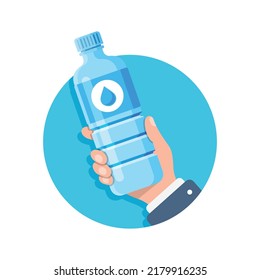 Water bottle icon in flat style. Fitness drink vector illustration on isolated background. Healthy beverage sign business concept.