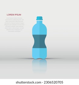 Water bottle icon in flat style. Plastic soda bottle vector illustration on white isolated background. Liquid water business concept.