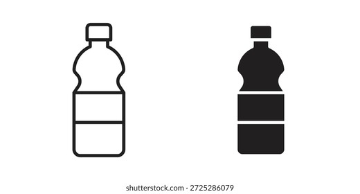 Water bottle icon flat and thin stroke vector pack. Editable icons set