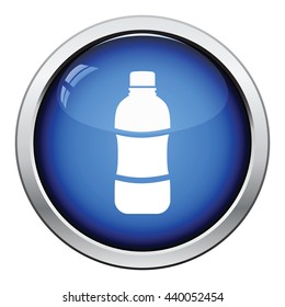 Water bottle icon. Glossy button design. Vector illustration.