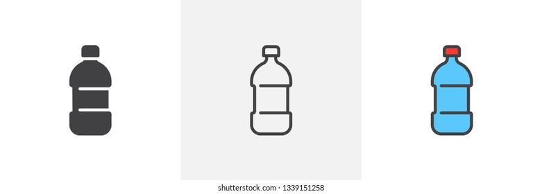 Water bottle icon. Line, glyph and filled outline colorful version, Plastic bottle of water outline and filled vector sign. Symbol, logo illustration. Different style icons set. Vector graphics