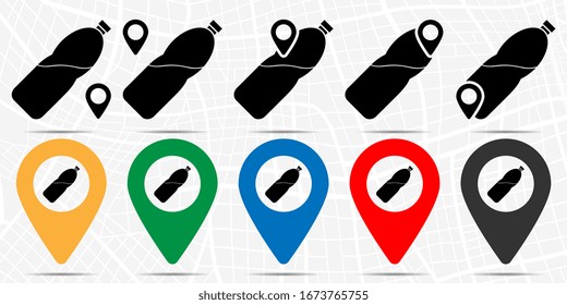 Water in a bottle icon in location set. Simple glyph, flat illustration element of camp theme icons