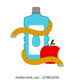 Water bottle icon with a measuring tape. Vector illustration design