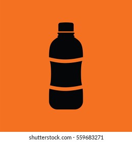Water bottle icon. Orange background with black. Vector illustration.