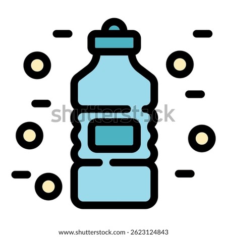 Water bottle icon. Outline water bottle vector icon color flat isolated