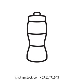 Water Bottle Icon Over White Background, Line Style, Vector Illustration