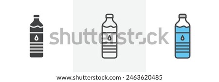 Water bottle icon set. Icons for drinking water packages and mineral bottles.