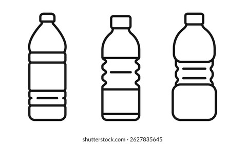 Water bottle icon set. Mineral bottle symbol line. Editable stroke width