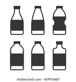 Water Bottle Icon Set on White Background. Vector
