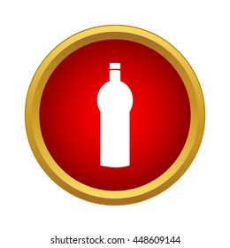 Water bottle icon in simple style in red circle. Drinks symbol