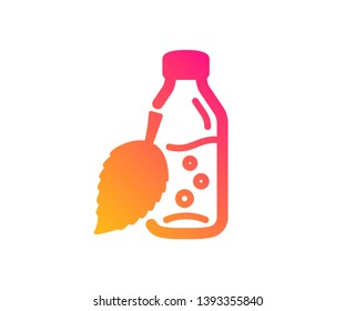 Water bottle icon  Soda aqua drink sign  Mint leaf symbol  Classic flat style  Gradient water bottle icon  Vector
