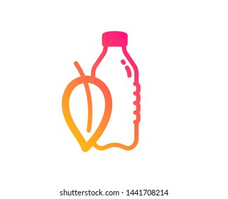 Water bottle icon  Soda aqua drink sign  Mint leaf symbol  Classic flat style  Gradient water bottle icon  Vector
