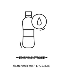 Water bottle icon. Sport or performance drink with liquid line pictogram. Concept of hydration and water balance during cardio fitness training and power training. Editable stroke vector illustration