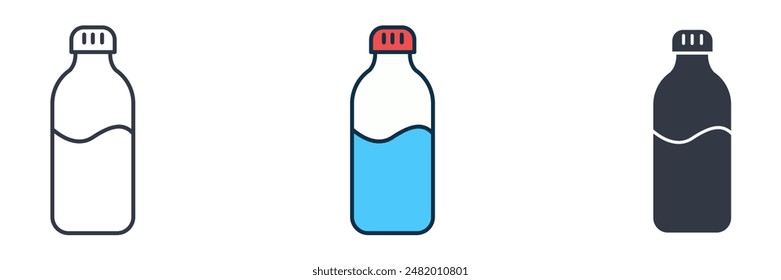 Icono de botella de agua Ilustración vectorial aislada sobre fondo blanco