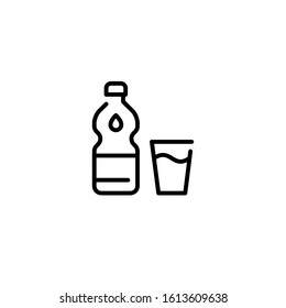 Water bottle icon template with drop. Vector line glass logo background. Clean aqua symbol illustration Simple drink concept for take away, cafe, restaurant, stall, shop