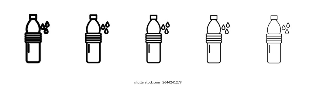 Water bottle icon thin outline logo mark set