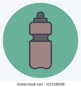Water Bottle Icon in trendy color mate style isolated on soft blue background
