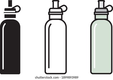 Icono de botella de agua, ilustración de línea vector