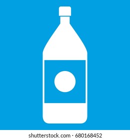 Water bottle icon white isolated on blue background vector illustration