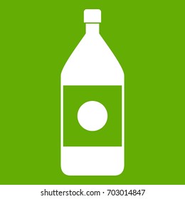 Water bottle icon white isolated on green background. Vector illustration