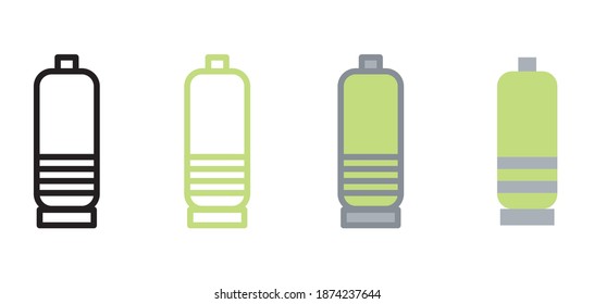 Water bottle icons with multiple styles, outline, colored lines and flat icons. Vector icon design