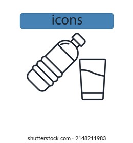 water bottle icons  symbol vector elements for infographic web