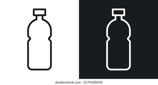 Water bottle icons in thin black and white stroke liner style