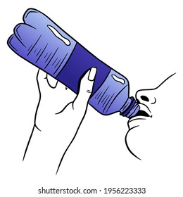 Water bottle. International Water Day. Water in a plastic bottle. Cartoon style. Vector illustration. For design and decoration.