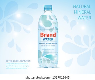 Water bottle and label vector, concept and package design