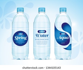 Water bottle and label vector, concept and package design collection, vector