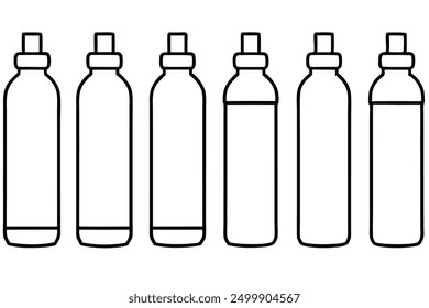 Water bottle line art motifs for trendy design enthusiasts
