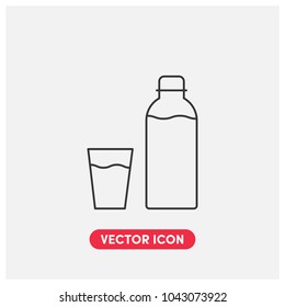 Water Bottle Line Art Vector Icon Illustration.Premium Quality.