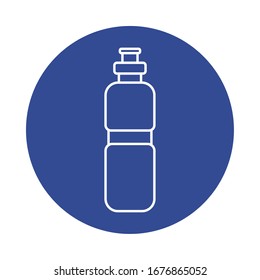 botella de agua, icono de estilo de bloque de línea ilustración vectorial diseño