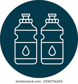 Water Bottle Line Circle Icon Design For Personal And Commercial Use.