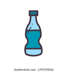 Water bottle line and fill style icon design, Drink beverage mineral liquid fresh natural healthy plastic container clear and cold theme Vector illustration