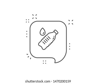 Water bottle line icon. Chat bubble design. Clean aqua drink sign. Liquid symbol. Outline concept. Thin line water bottle icon. Vector