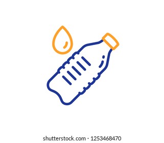 Water bottle line icon. Clean aqua drink sign. Liquid symbol. Colorful outline concept. Blue and orange thin line color Water bottle icon. Vector