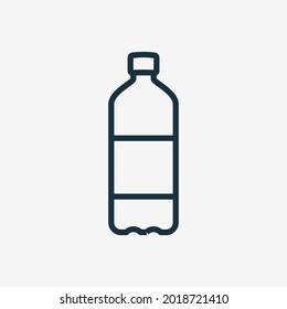 Water Bottle Line Icon. Plastic Bottle for Beverage, Mineral Water, Juice and Soda Linear Icon. Editable Stroke. Isolated Vector Illustration.