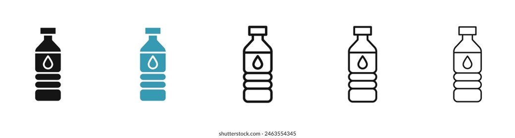 Water bottle line icon set. drinking package water pictogram. mineral water bottle vector sign for UI designs.