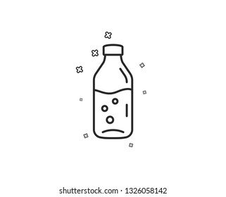 Water bottle line icon. Soda aqua drink sign. Liquid symbol. Geometric shapes. Random cross elements. Linear Water bottle icon design. Vector