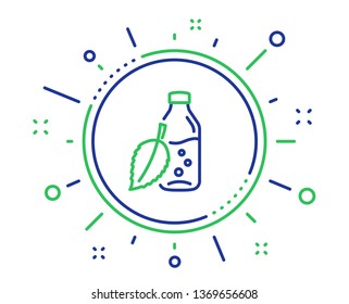 Water bottle line icon. Soda aqua drink sign. Mint leaf symbol. Quality design elements. Technology water bottle button. Editable stroke. Vector