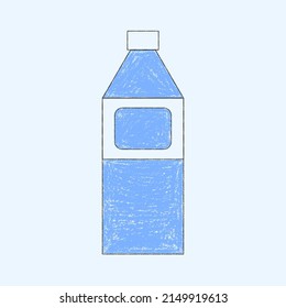 Water Bottle Logo, Water Bottle Illustration Crayon Style, Water Bottle Doodle