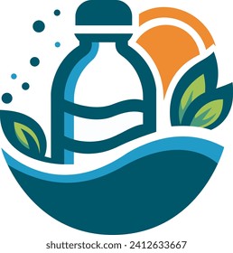 Water Bottle Logo Vector Illustration