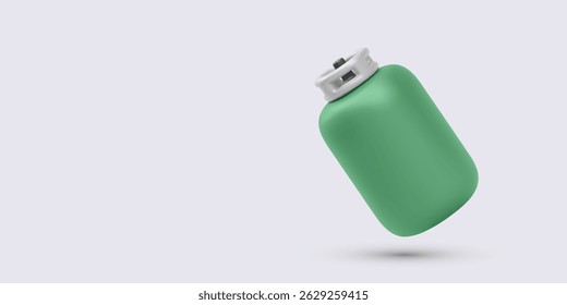 Water Bottle In Modern 3D Style Representing Hydration, Fitness, And Outdoor Activity Essentials. Vector Illustration