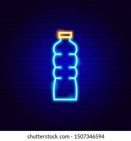 Water Bottle Neon Sign. Vector Illustration of Drink Promotion.